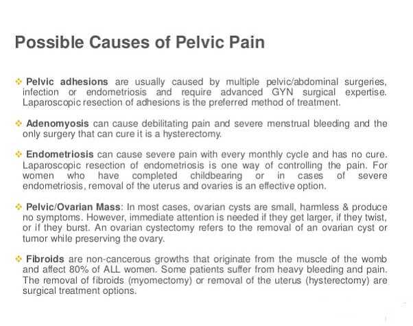 possible causes of pelvic pain