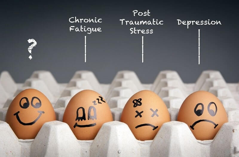 Mental health concept in playful style with egg characters